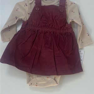 Carters 3m burgundy tan dress